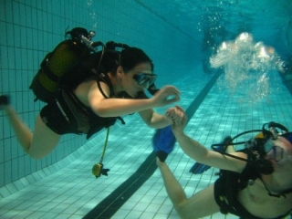  被潜水爱好者包围 